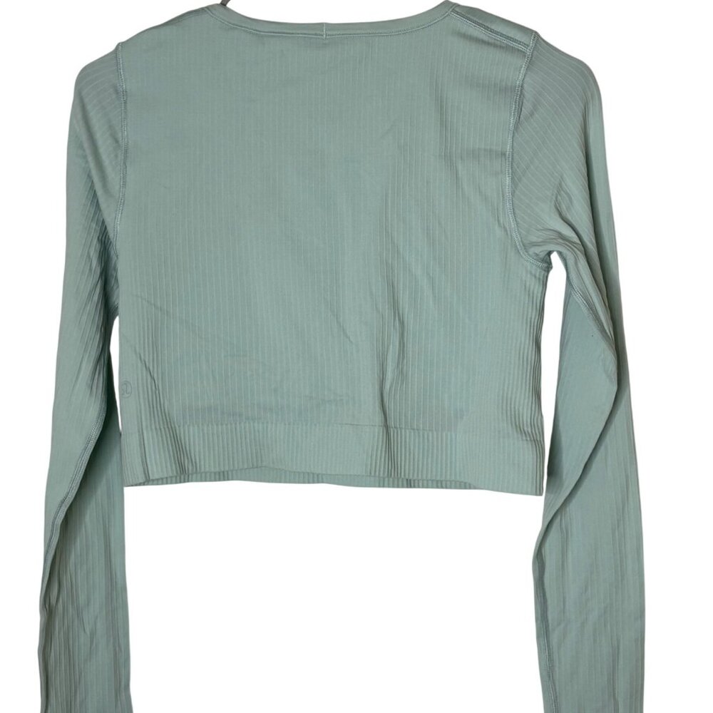 Lululemon Ebb to Street Long Sleeve Shirt Sz 8 Padded Crop Top Delicate Mint - Picture 6 of 9